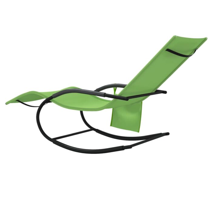 Chaises longues à bascule lot de 2 vert acier et textilène – Image 4