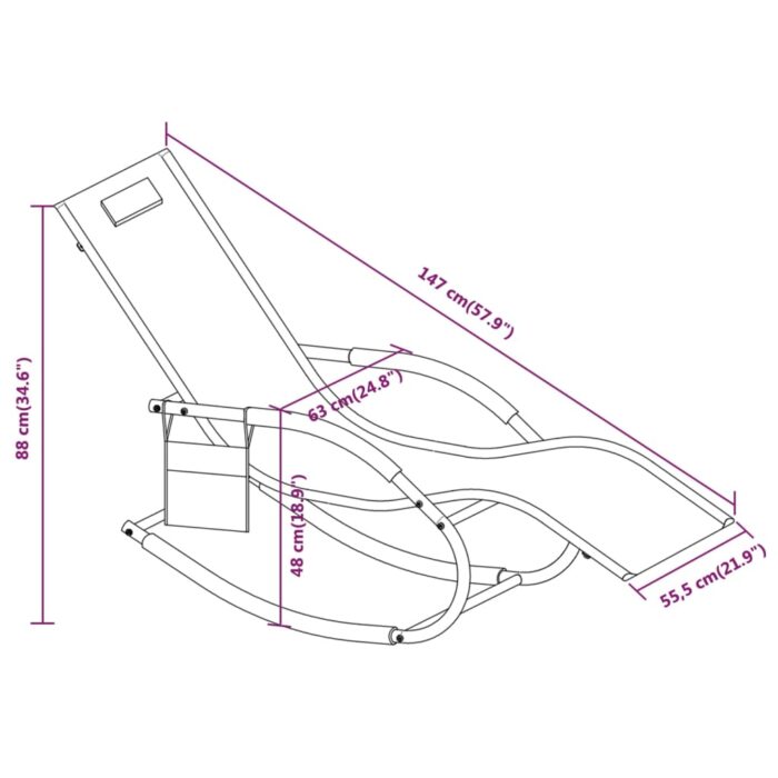 Chaises longues à bascule lot de 2 vert acier et textilène – Image 5