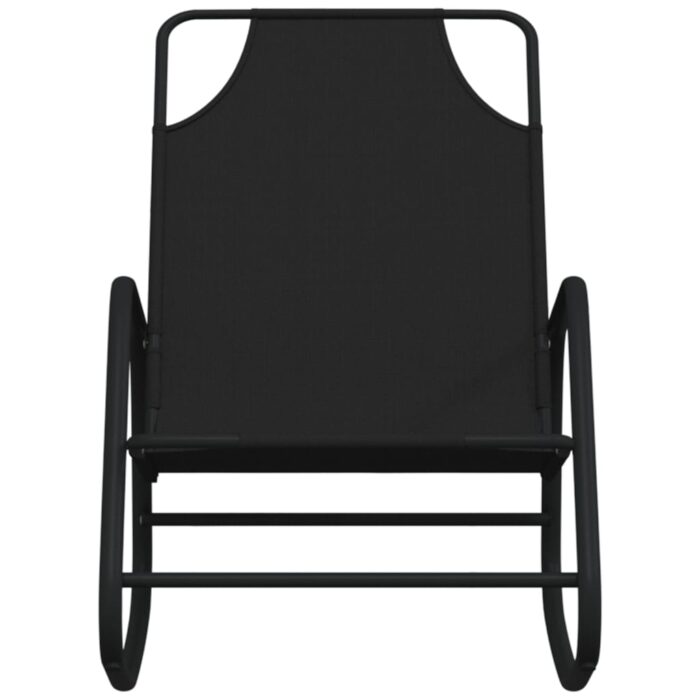 Chaises longues à bascule 2 pcs Noir Acier et textilène – Image 2