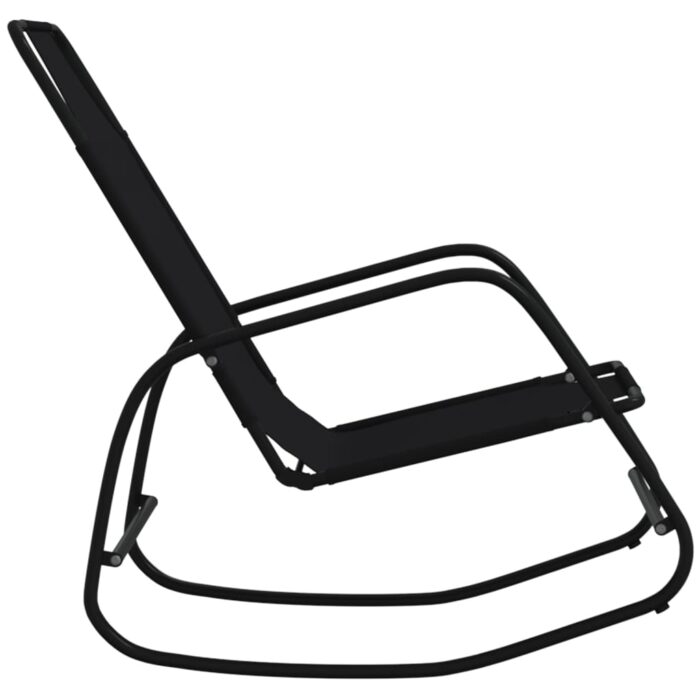 Chaises longues à bascule 2 pcs Noir Acier et textilène – Image 3