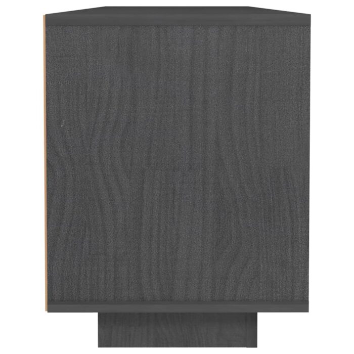 Meuble TV Gris 110x30x40 cm Bois de pin massif – Image 5