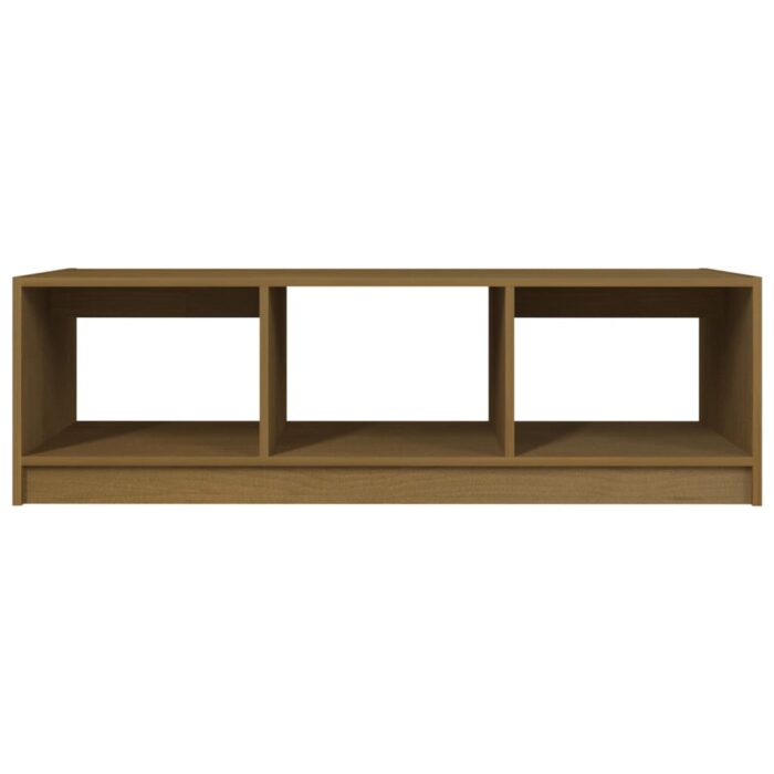 Table basse marron miel 110x50x34 cm bois de pin massif – Image 4