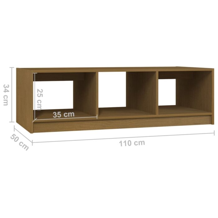 Table basse marron miel 110x50x34 cm bois de pin massif – Image 6