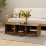 Table basse marron miel 110x50x34 cm bois de pin massif