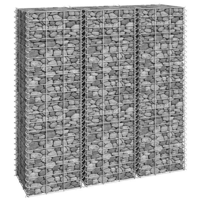 Lits surélevés en gabion 3 pcs 30x30x100 cm Fer – Image 1