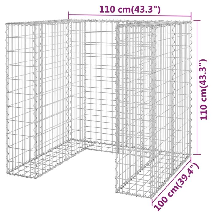 Mur en gabion pour poubelle Acier galvanisé 110x100x110 cm – Image 6