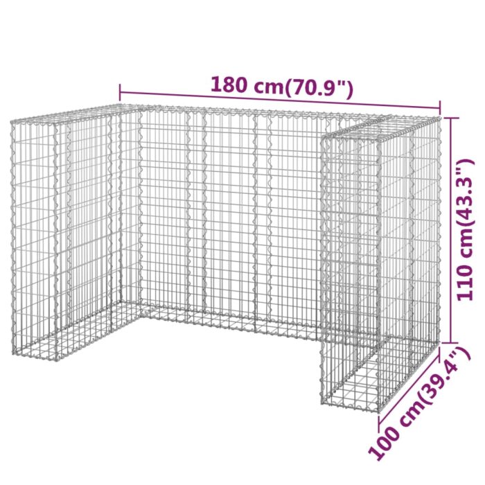 Mur en gabion pour poubelles Acier galvanisé 180x100x110 cm – Image 5