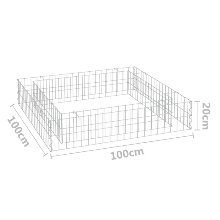 Lit surélevé à gabion Acier galvanisé 100x100x20 cm – Image 3