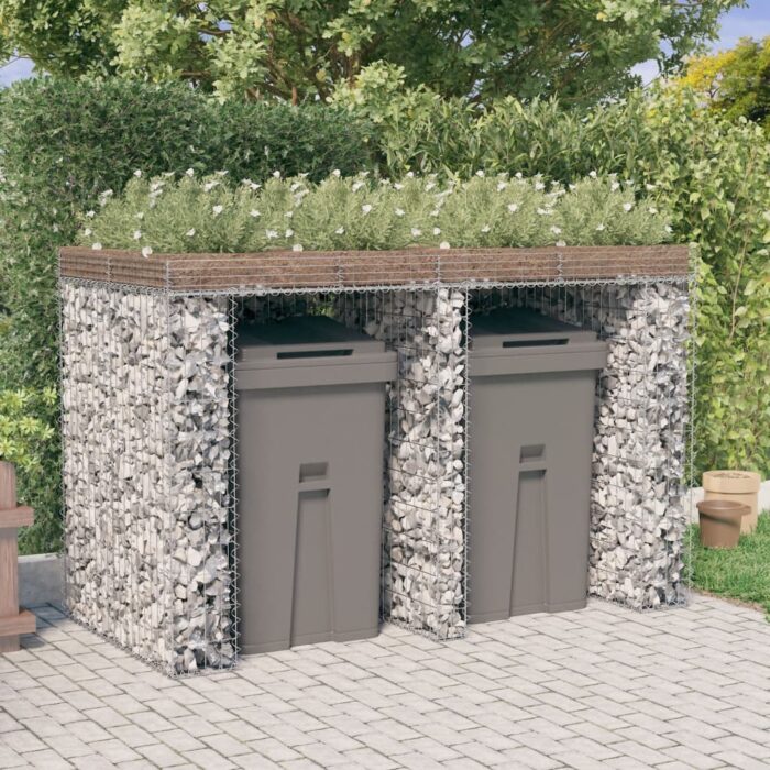 Mur de gabion pour poubelle 192x91x120 cm fer galvanisé – Image 1