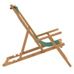 Chaise de plage pliable Bois de teck solide Vert – Image 2