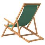 Chaise de plage pliable Bois de teck solide Vert – Image 3