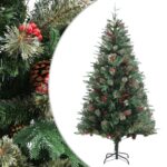 Sapin de Noël avec pommes de pin Vert 195 cm PVC et PE