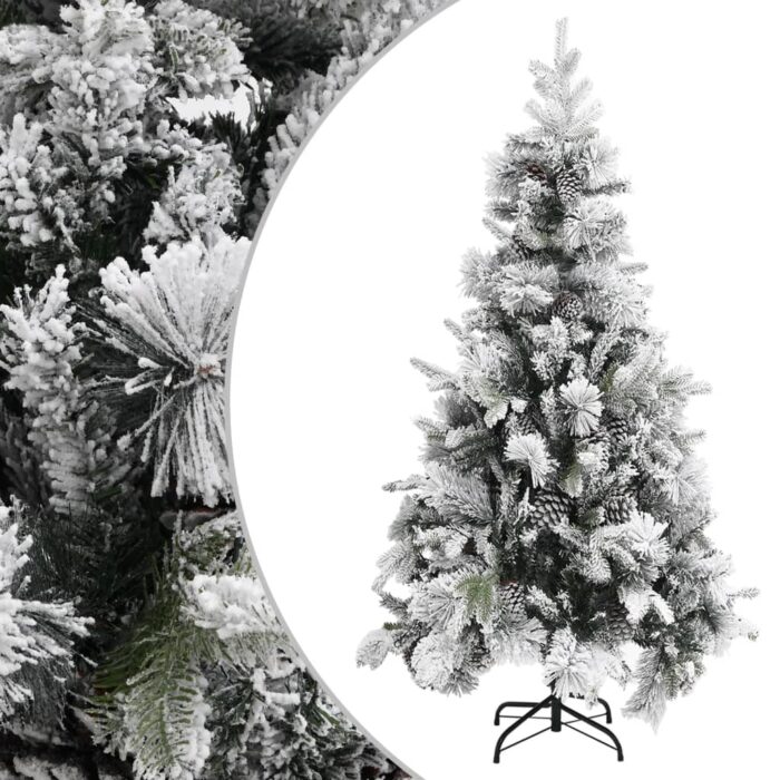 Sapin de Noël à flocons de neige et pommes de pin 225 cm PVC/PE – Image 1