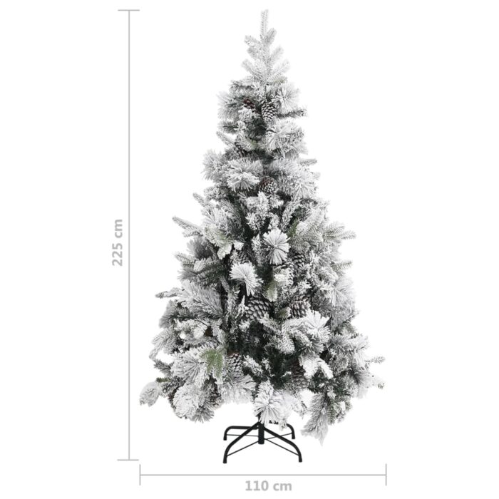 Sapin de Noël à flocons de neige et pommes de pin 225 cm PVC/PE – Image 5