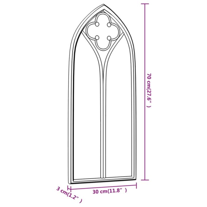 VXL8720286767429_g_en_hd_4.jpg Miroir de jardin Noir 70x30 cm Fer pour utilisation extérieure – Image 4