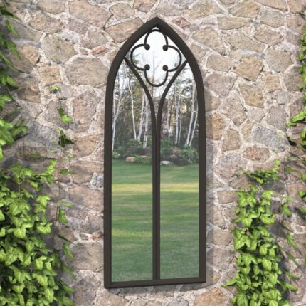 Miroir de jardin Noir 70x30 cm Fer pour utilisation extérieure