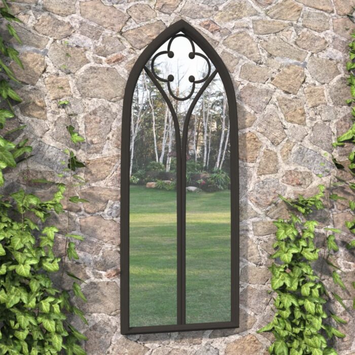VXL8720286767429_m_en_hd_1.jpg Miroir de jardin Noir 70x30 cm Fer pour utilisation extérieure – Image 1