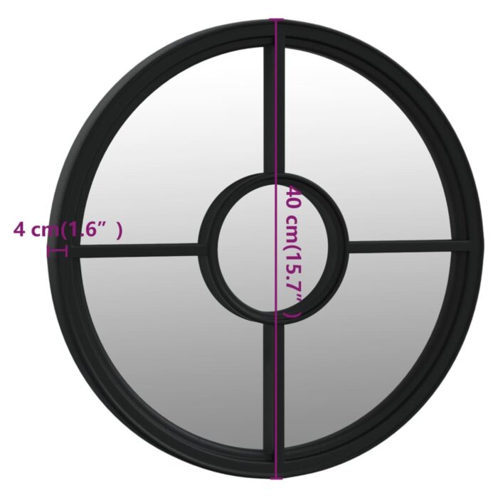 Miroir de jardin Noir 40x4 cm Fer Rond utilisation extérieure – Image 4