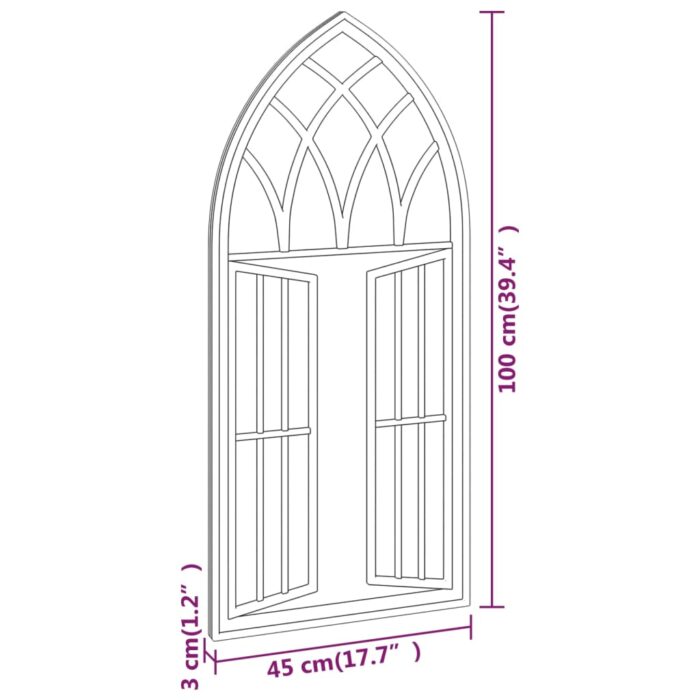 Miroir de jardin Sable 100x45cm Fer pour utilisation extérieure – Image 4