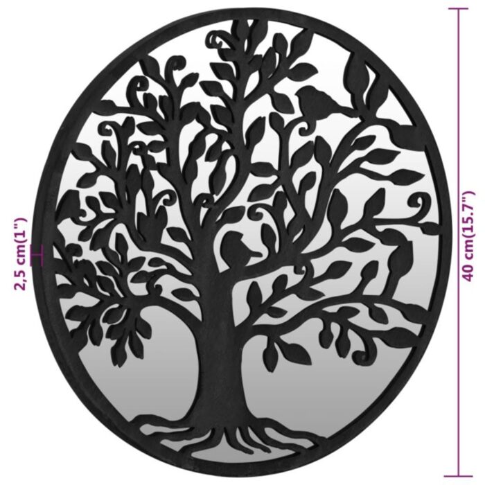 Miroir de jardin Noir 40x2,5 cm Fer Rond utilisation extérieure – Image 4