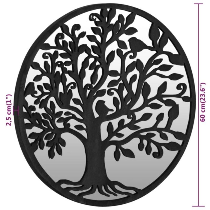 Miroir de jardin Noir 60x2,5 cm Fer Rond utilisation extérieure – Image 4