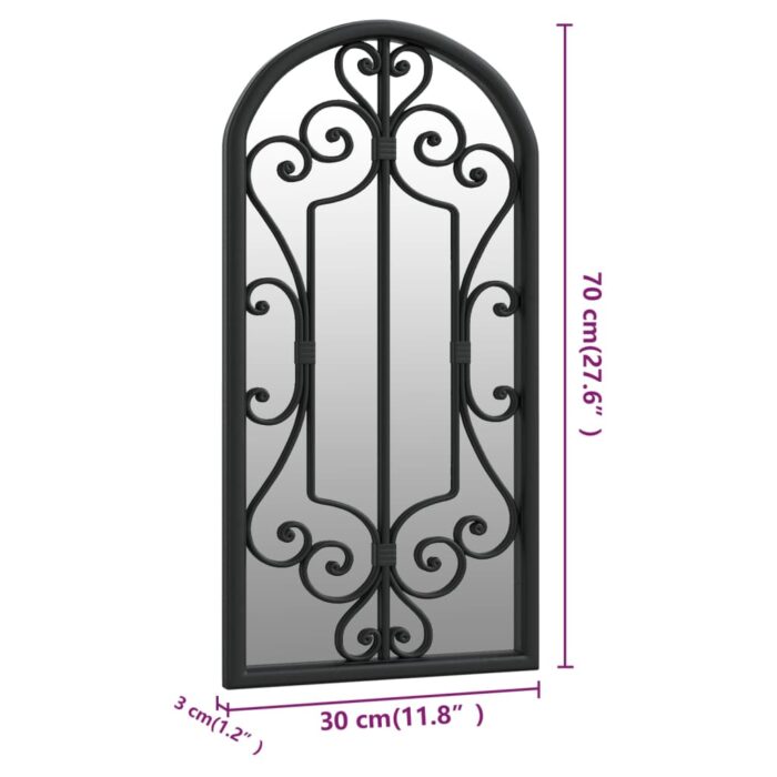 Miroir de jardin Noir 70x30 cm Fer pour utilisation extérieure – Image 4