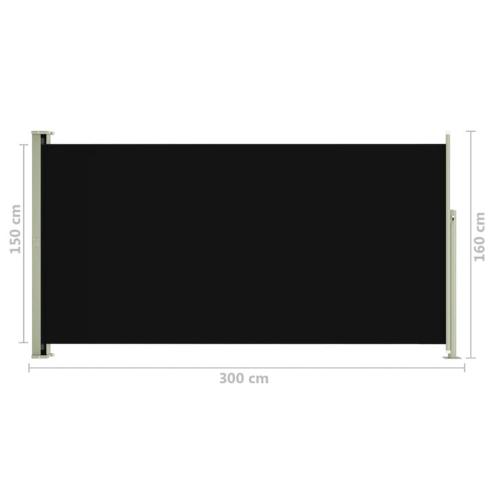Auvent latéral rétractable de patio 160x300 cm Noir – Image 6