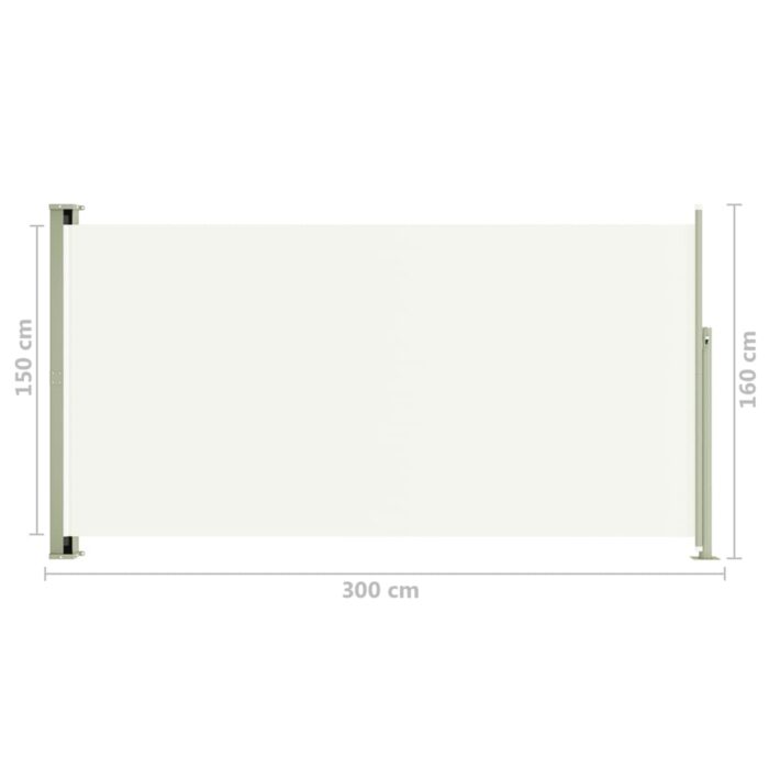 Auvent latéral rétractable de patio 160x300 cm Crème – Image 6