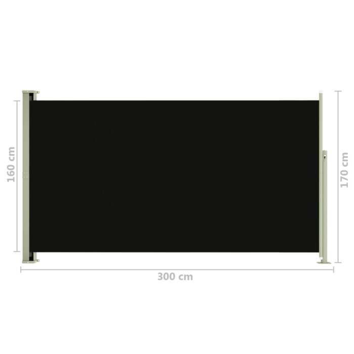Auvent latéral rétractable de patio 170x300 cm Noir – Image 6