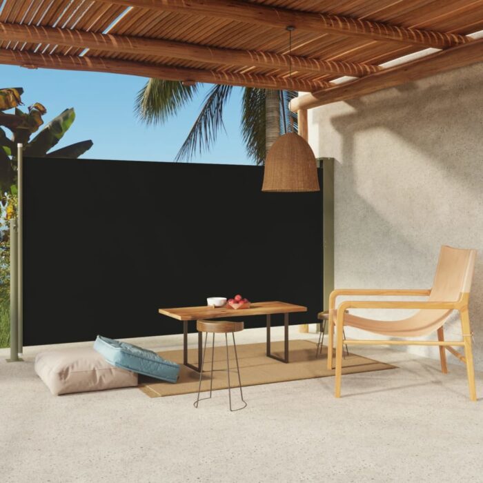 Auvent latéral rétractable de patio 170x300 cm Noir – Image 1