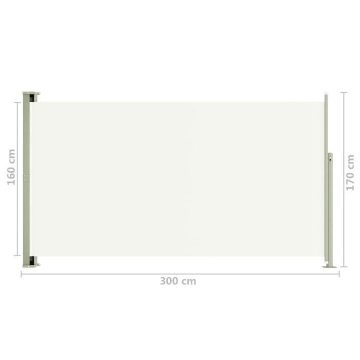 Auvent latéral rétractable de patio 170x300 cm Crème – Image 6