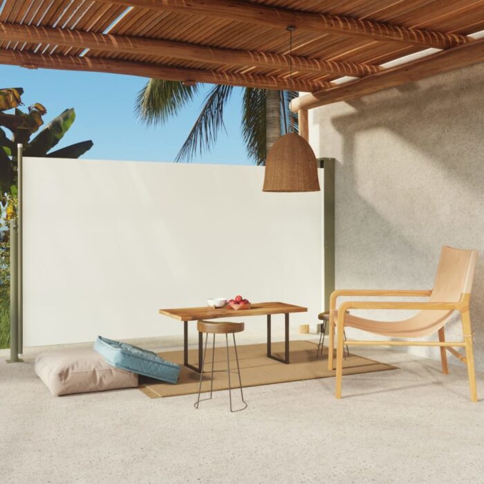 Auvent latéral rétractable de patio 170x300 cm Crème – Image 1