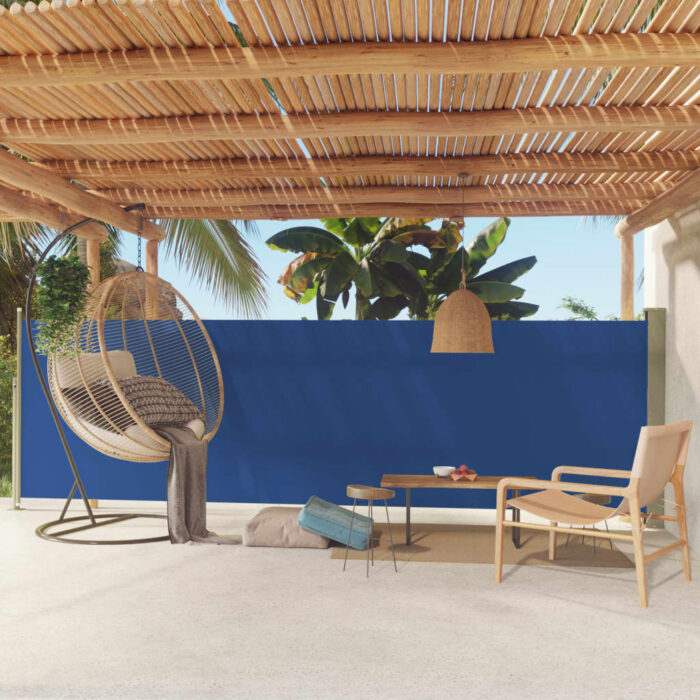 Auvent latéral rétractable de patio 160x500 cm Bleu – Image 1