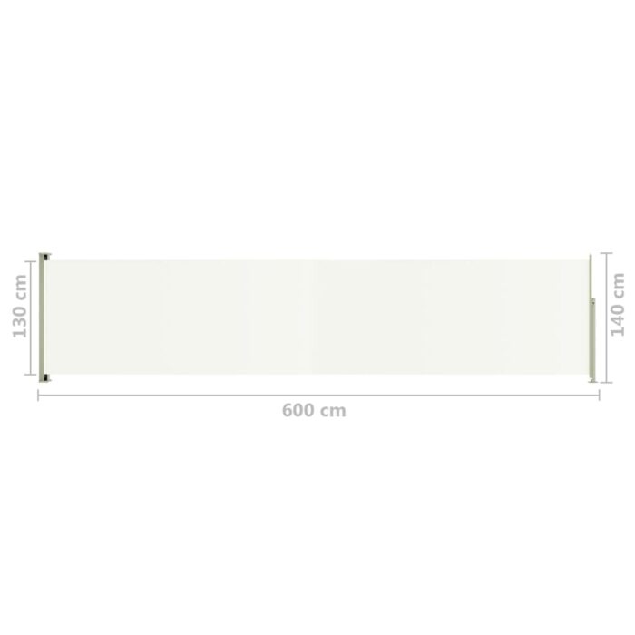 Auvent latéral rétractable de patio 140x600 cm Crème – Image 6