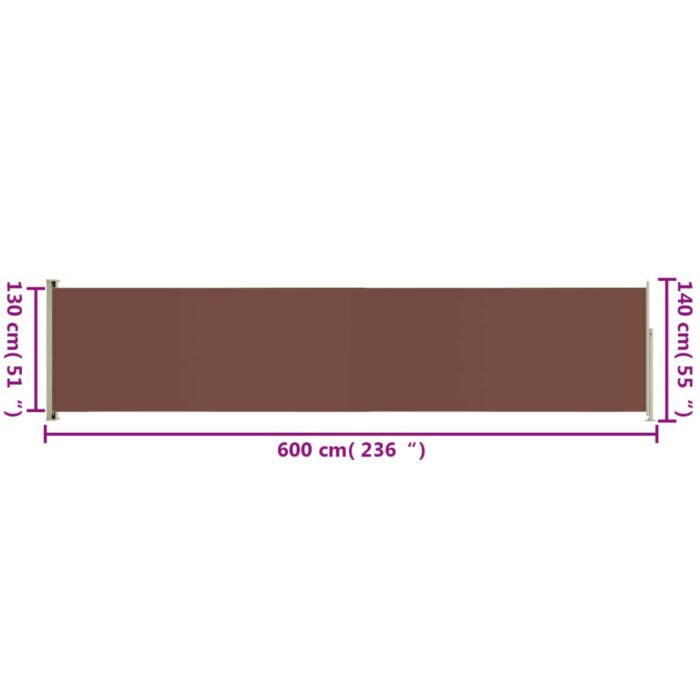 Auvent latéral rétractable de patio 140x600 cm Marron – Image 7