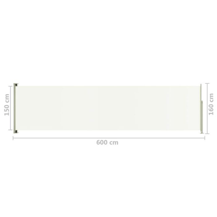 Auvent latéral rétractable de patio 160x600 cm Crème – Image 6