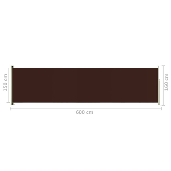 Auvent latéral rétractable de patio 160x600 cm Marron – Image 6