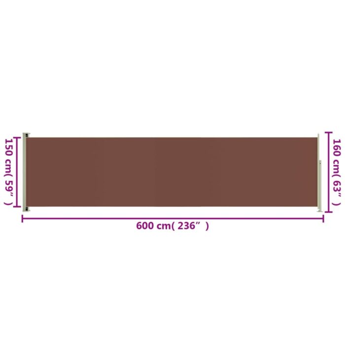 Auvent latéral rétractable de patio 160x600 cm Marron – Image 7