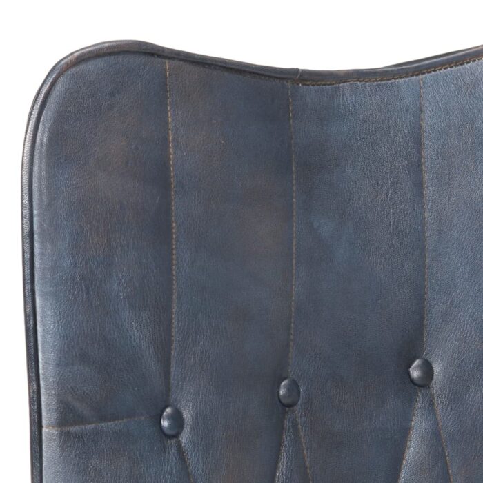 Chaise à oreilles Gris Cuir véritable – Image 4