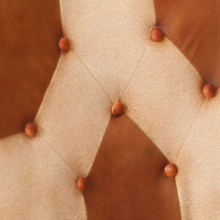 Chaise à oreilles Marron et crème Cuir véritable – Image 5