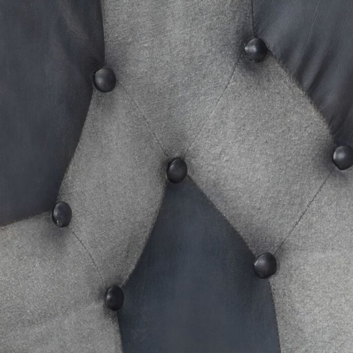 Chaise à oreilles Gris Cuir véritable – Image 5