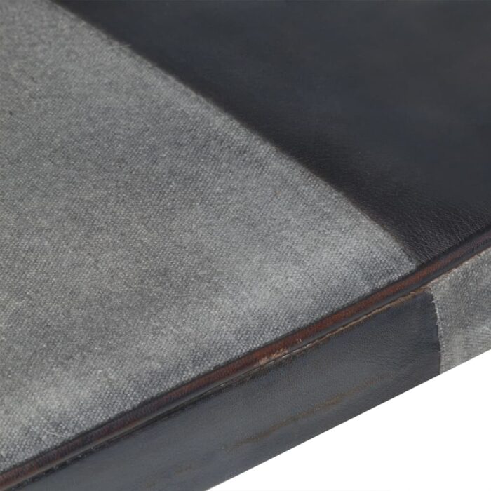 Chaise à oreilles Gris Cuir véritable – Image 6