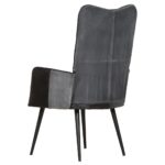 Chaise à oreilles Noir et gris Cuir véritable – Image 4