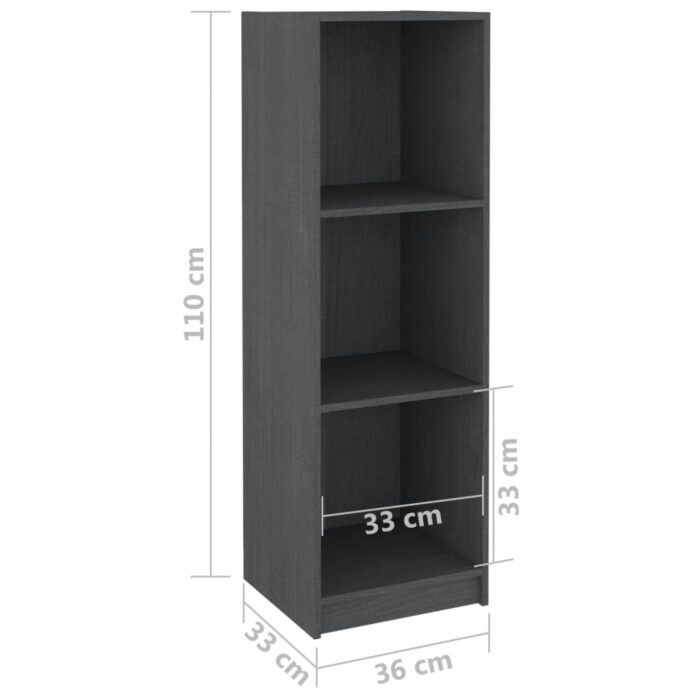 Bibliothèque/Séparateur de pièce gris 36x33x110 cm pin massif – Image 6
