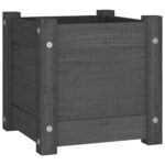 Jardinières d'extérieur 2 pcs Gris 31x31x31 cm Bois de pin – Image 3