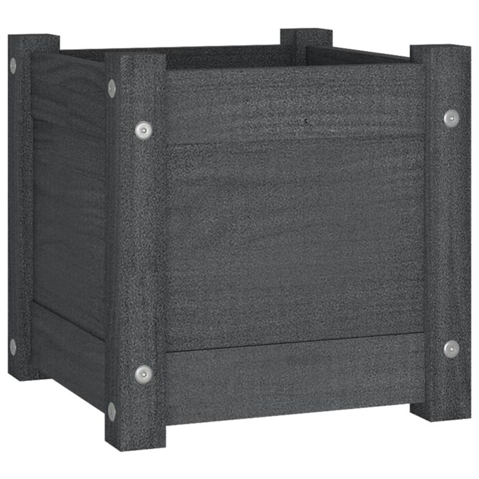 Jardinières d'extérieur 2 pcs Gris 31x31x31 cm Bois de pin – Image 3