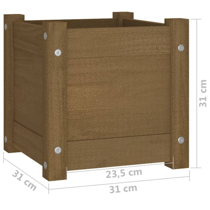 Jardinière extérieur Marron miel 31x31x31 cm Bois de pin massif – Image 6