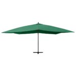 Parasol de jardin en porte-à-faux avec mât en bois vert – Image 2