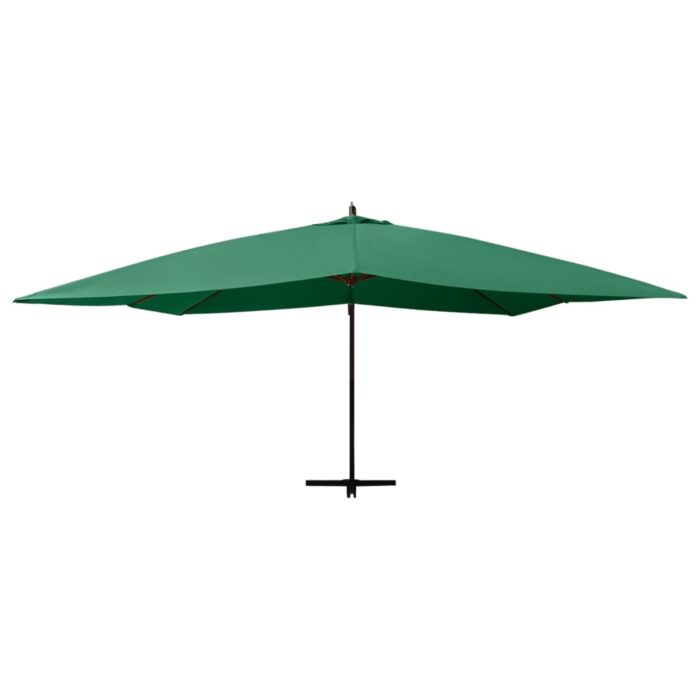 Parasol de jardin en porte-à-faux avec mât en bois vert – Image 2