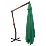 Parasol de jardin en porte-à-faux avec mât en bois vert – Image 3